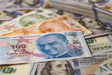 Title Turkish Lira and US Dollar Currency Mixture