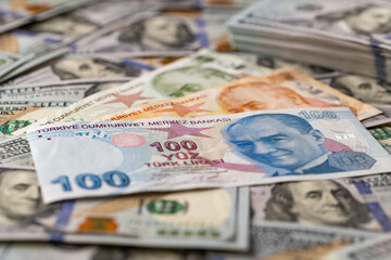 Title Turkish Lira and US Dollar Currency Mixture