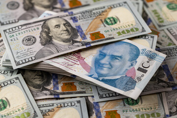 Title Turkish Lira and US Dollar Currency Mixture