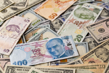 Title Turkish Lira and US Dollar Currency Mixture