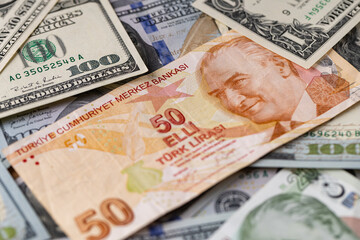 Title Turkish Lira and US Dollar Currency Mixture