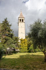 Stone Bell Tower in a Green Park Surrounded by Trees Under a Dramatic Sky, Split, Croatia