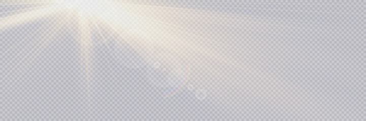 Radiant golden sun rays bursting through the sky. Vector illustration.