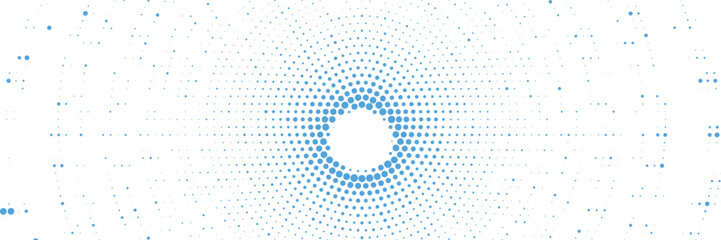 Blue Radial Dot Grid Abstract Halftone Vector Background