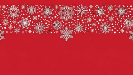 Festive snowflake border in white on red background for holiday cards and winter season designs