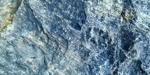 Close-up view of a textured rock surface with various shades of blue and gray.