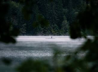 Naklejka premium foggy morning at the white lake in Austria