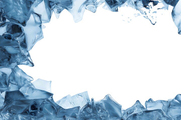 Fototapeta premium Jagged ice shard frame in frozen blue tones isolated on white background