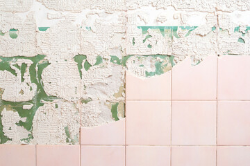 Whole and broken ceramic tiles as a background, texture, pattern.