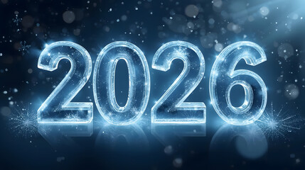 Crystal Ice 2026 New Year Artwork with Snow Effect