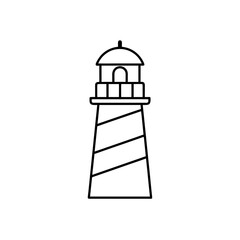 Outline drawing of a lighthouse tower on transparent background silhouette