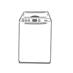 縦型洗濯機の線画イラスト
