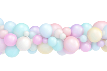 Pastel balloon cluster border effect isolated on white background