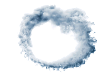 Snow mist swirl in circular shape isolated on white background