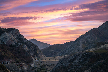 sunset in the mountains