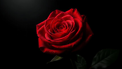 Red rose illuminated by a single spotlight