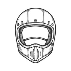 Hand drawn Sketch Style Vintage Motorcycle Helmet Protection Equipment Illustration