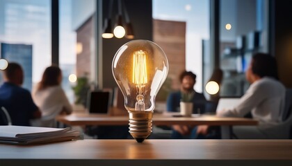 light bulb symbolizing innovation and creativity in collaborative workspace inspiring new ideas and solutions