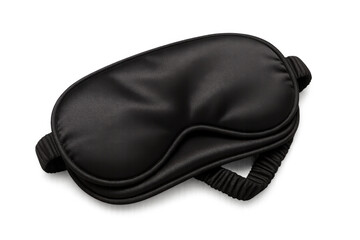 Black silk sleep mask providing comfort and relaxation, promoting better sleep or assisting travel rest, transparent background