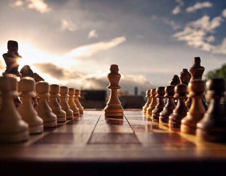 low angle ultra realistic view of chess opening