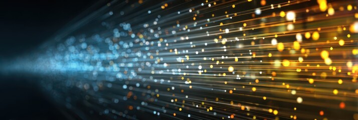 Futuristic Abstract Data Landscape: Energized Business Technology Backdrop with Dynamic Particles