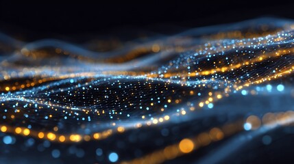 Abstract futuristic cityscape of fractal realms and digital data diversity at night