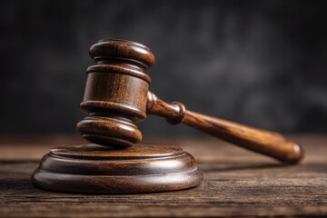 Wooden Gavel on Desk