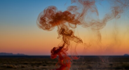 The abstract form of a smoke plume from a far-off fire.