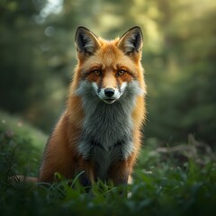 Fototapeta premium Photorealistic Fox in Forest Habitat