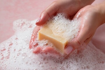 Fototapeta premium Hands Lathering Soap with Suds