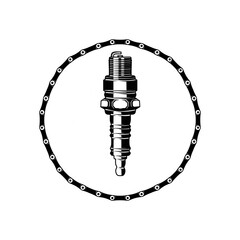 Engine spark plug hand drawn illustration artwork