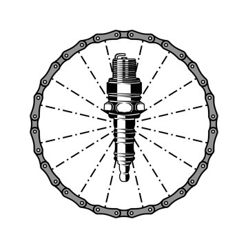 Engine spark plug hand drawn illustration artwork