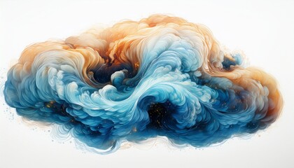 harmonious nebula cloud patterns swirling in an abstract cloud shape isolated on a white background generative ai