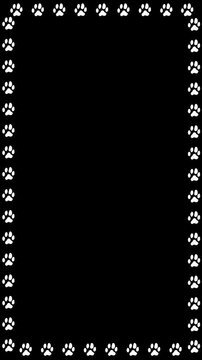 Frame Footprints. Paw prints of an animal on a black background