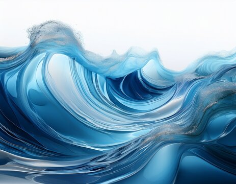shimmering oceanic dreams waves frozen in an abstract futuristic 3d texture isolated on a white background generative ai