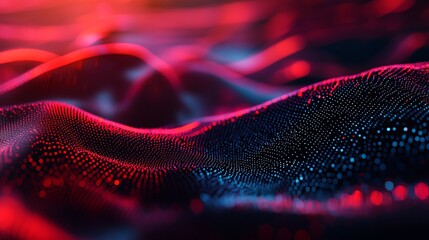 Stunning red and blue glowing dots creating abstract wave patterns, perfect for modern technology presentation or digital marketing campaign background