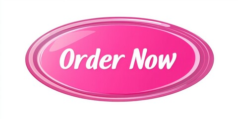 A glossy oval button with the inscription "Order Now" on a pink background. A striking design for a call to action in website and app interfaces.