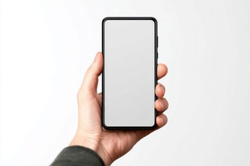 Person Holding Smartphone with Blank Screen
