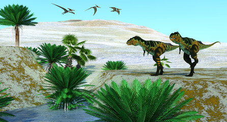 Bistahieversor Dinosaur Afternoon - Bistahieversor was a carnivorous theropod dinosaur that lived in New Mexico, North America during the Cretaceous Period.