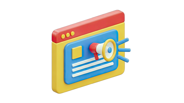 3D Website Announcement with Megaphone