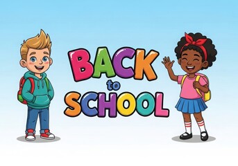 Back to school children backpacks learning fun