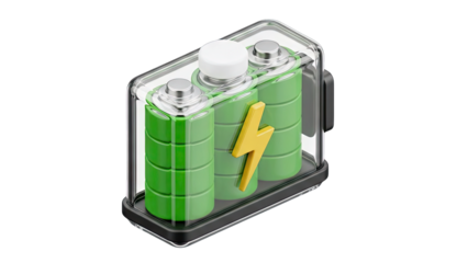 Battery Pack with Lightning Bolt Symbol on White Background