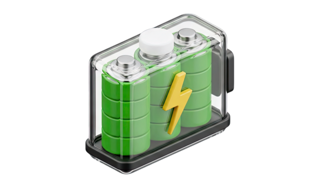 Battery Pack with Lightning Bolt Symbol on White Background