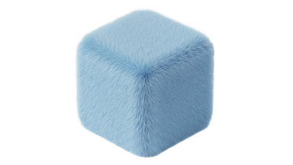 Blue Furry Cube on White Background