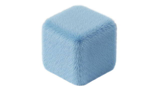 Blue Furry Cube on White Background