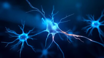 Animated close up of glowing artificial neural network with illuminated synapses, symbolizing AI, brain activity, and digital data processing - Powered by Adobe