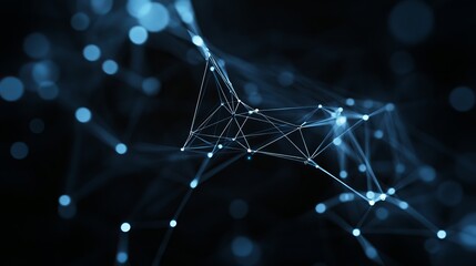 Dynamic network connection with glowing nodes, perfect for illustrating technology, science, and innovation in a visually striking way