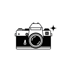 Vintage Camera Icon with Sparkle Effect.