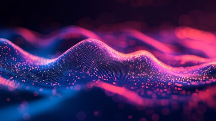 Stunning vibrant data wave visualization in electric blue and pink, ideal for tech, science, and modern business presentations and digital marketing campaigns