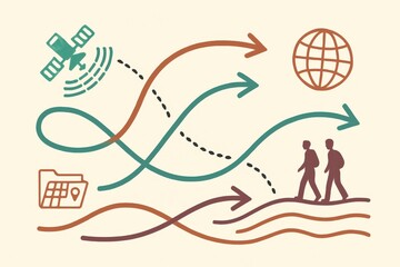 Obraz premium Navigating the Intersection of Digital Cartography and Human Experience in a Geospatial Context captured with clarity
